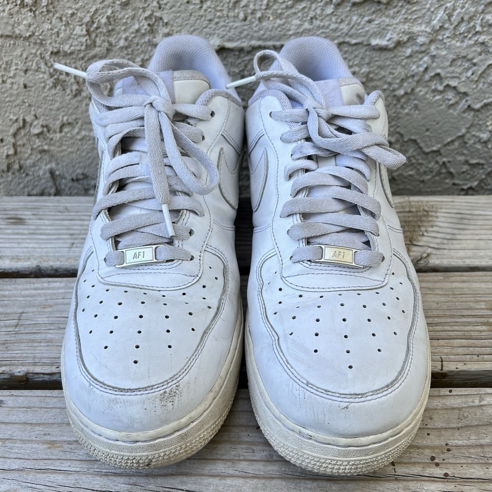 Nike Shoes Men Size 12 Air Force 1 Low White Sneakers Leather Low - Picture 3 of 13